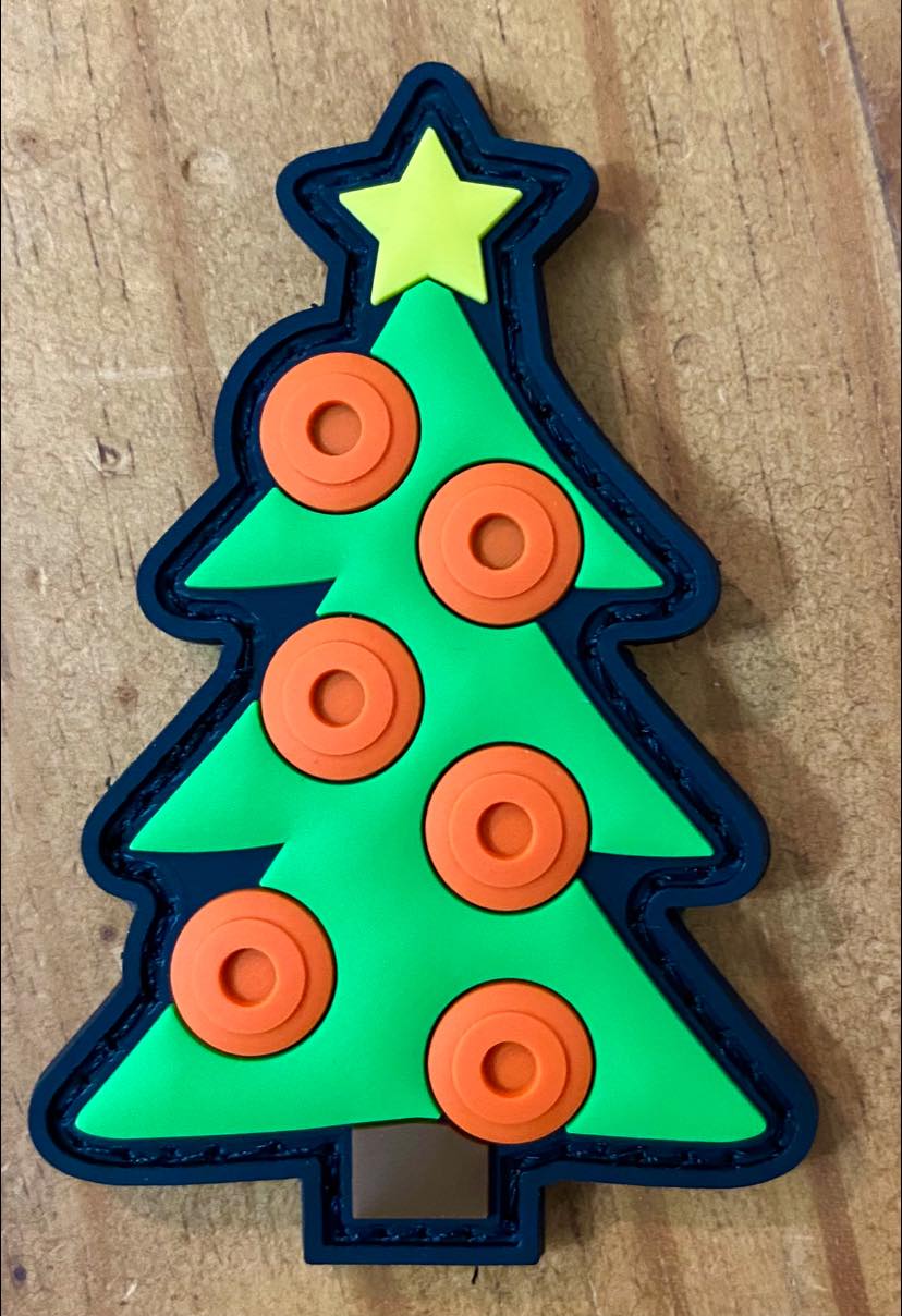 3” x 2” Clay Pigeon Christmas Tree for the Holidays Velcro backed Patch  with 12” x 12” paper target - Quantum Plush
